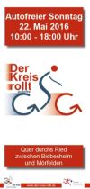 Faltblatt wirbt für autofreien Sonntag am 22. Mai 2016: